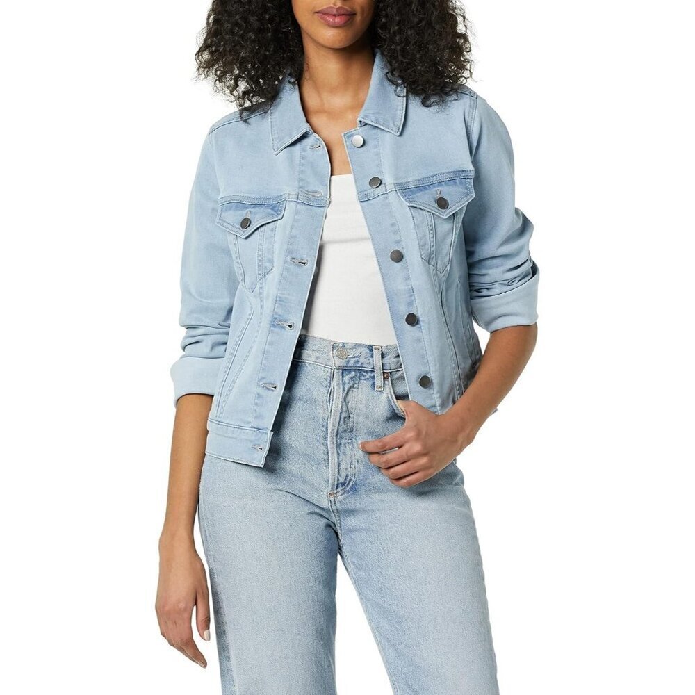 Women's Jean Jacket Slim Fit Casual Denim Jacket Long Sleeve Outwear Light Blue